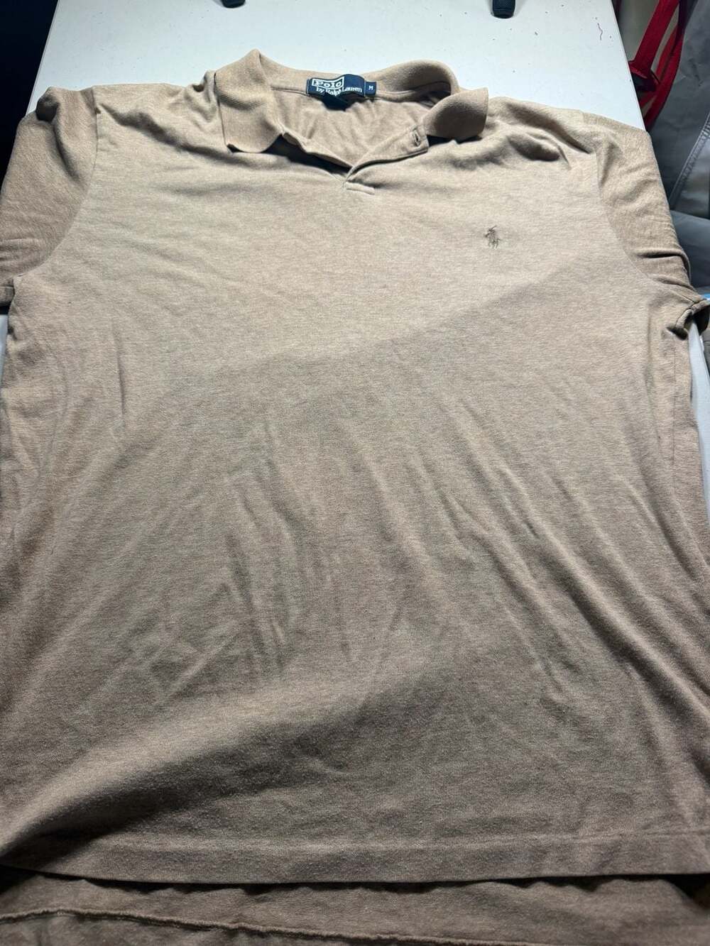 Polo by Ralph Lauren Polo Shirt Size M Tan 100% Cotton Short Sleeve